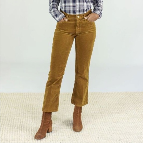 Mother Denim The Outsider Crop Corduroy Pants in Hopscotch Okra - Picture 1 of 9